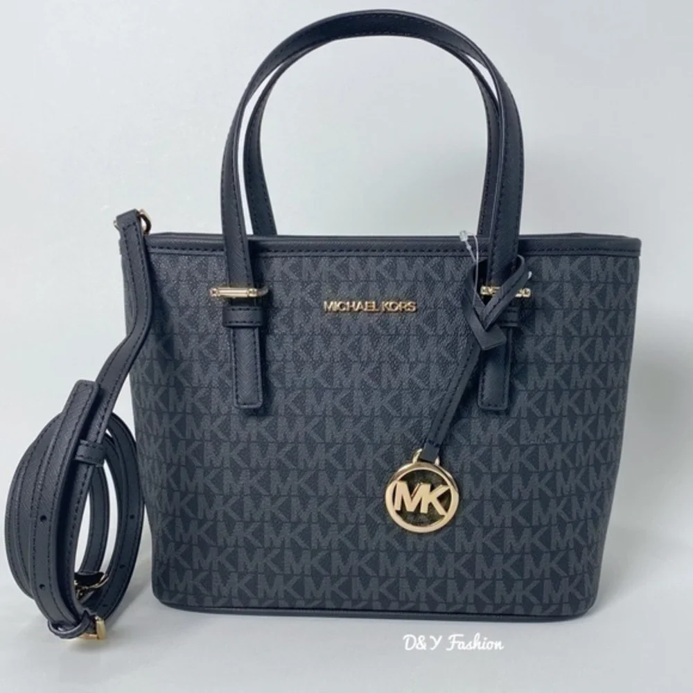 Michael Kors Jet Set Travel Extra-Small Logo Top-Zip Tote Satchel Crossbody Bag